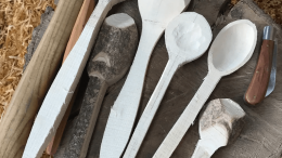 Carving spoons from wood