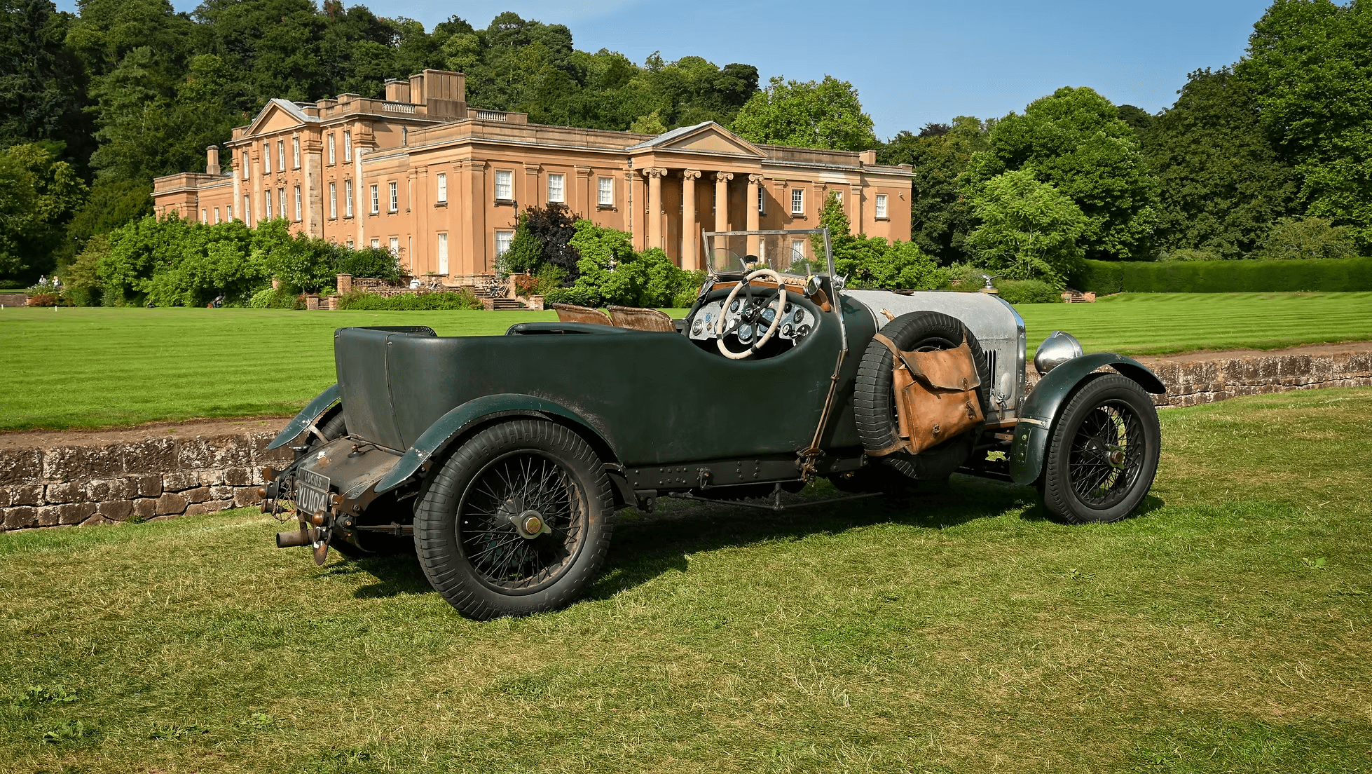 Himley Hall with a retro classic car on the lawn
